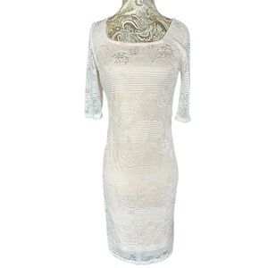 Sexy Floral Lace Dress Wedding Retro Cottage Romantic Stretchy Bodycon Medium